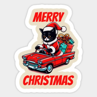 Black Cat Christmas Sticker